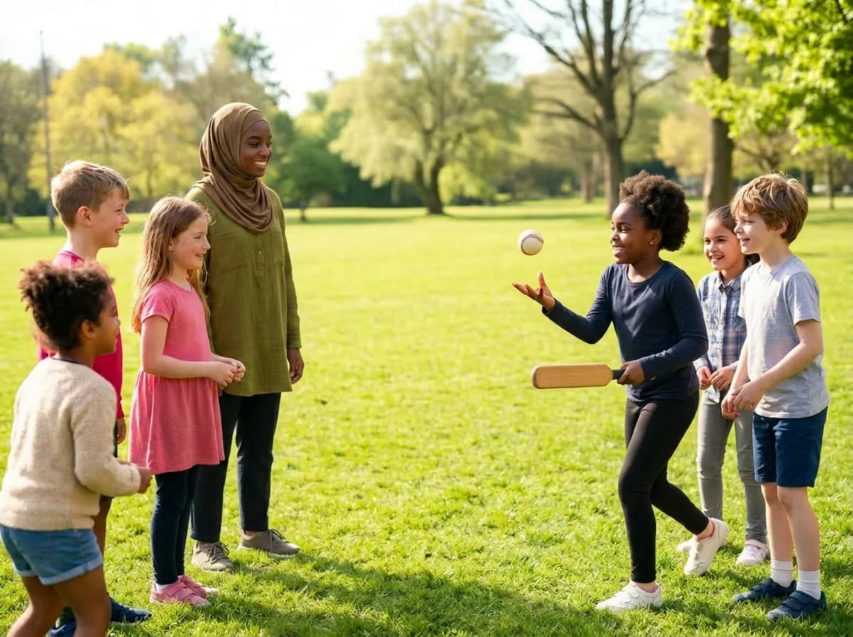 Children laughing and playing games outdoors